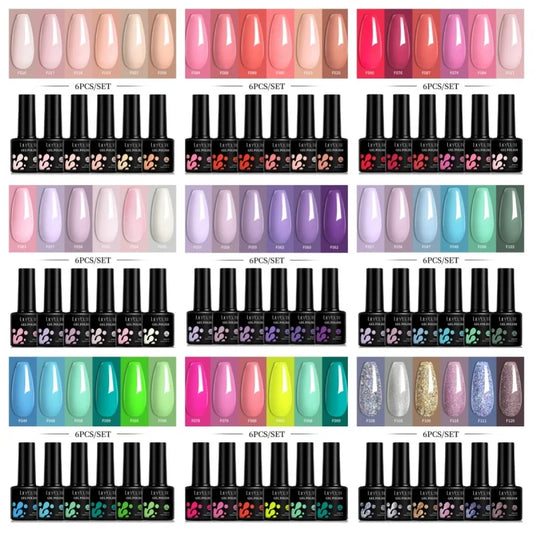 LILYCUTE 6-Piece Gel Nail Polish Set, Soak-Off UV LED