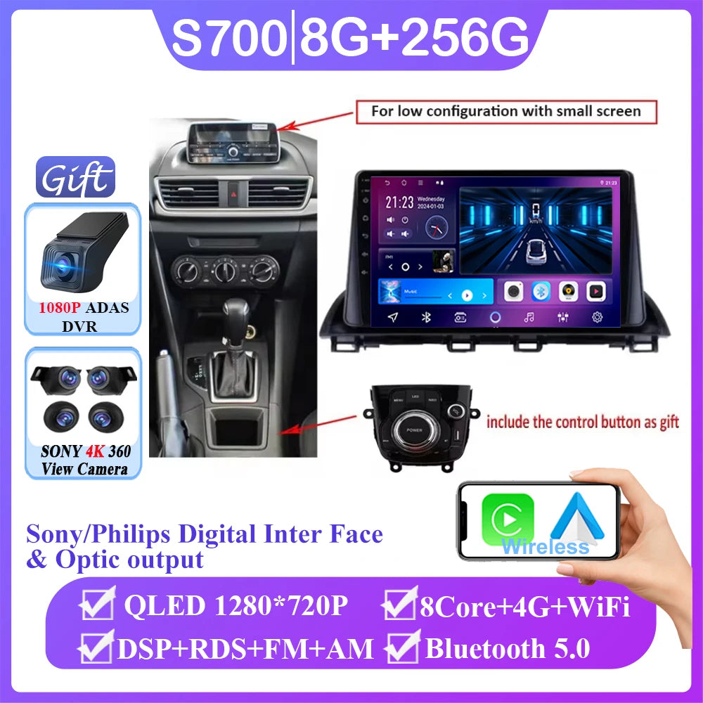 Android Car Stereo for Mazda 3 Axela (2014–2019) — CarPlay, Android Auto, GPS Navigation, Multimedia