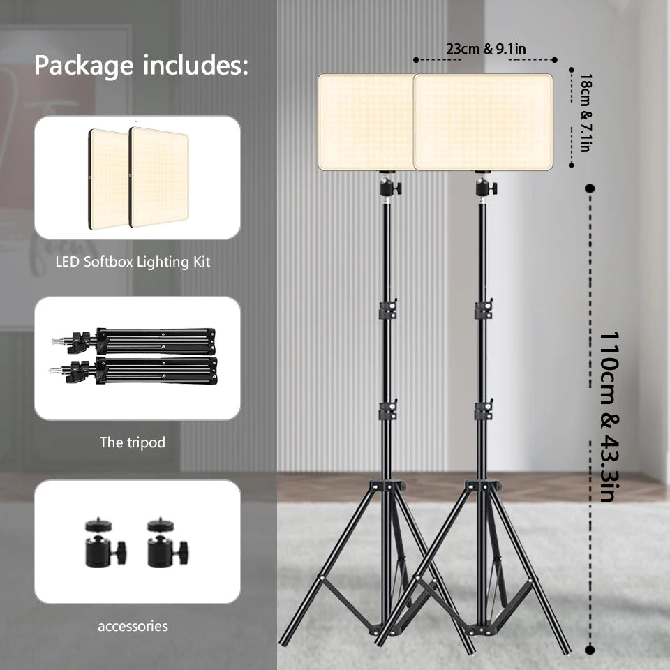 LED Video Conference & Photography Light – Bi-Color 3300K-5600K Studio Lamp with Tripod | TikTok, Zoom & Live Streaming