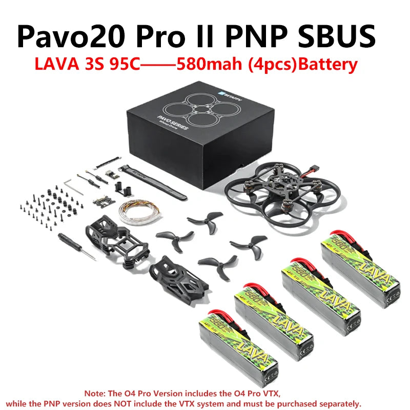 BETAFPV NEW Pavo20 Pro II Brushless Whoop Quadcopter Drone For 3S 550mAh 75C Battery ND Filter For O4 Pro Camera
