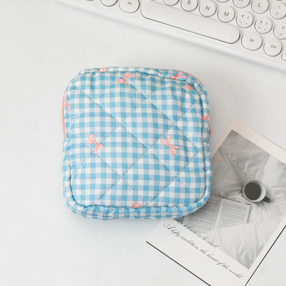 Cute Large Capacity Sanitary Napkin Storage Bags Cartoon Bow Portable Girls Physiological Period Tampon Organiser Bag Pouch