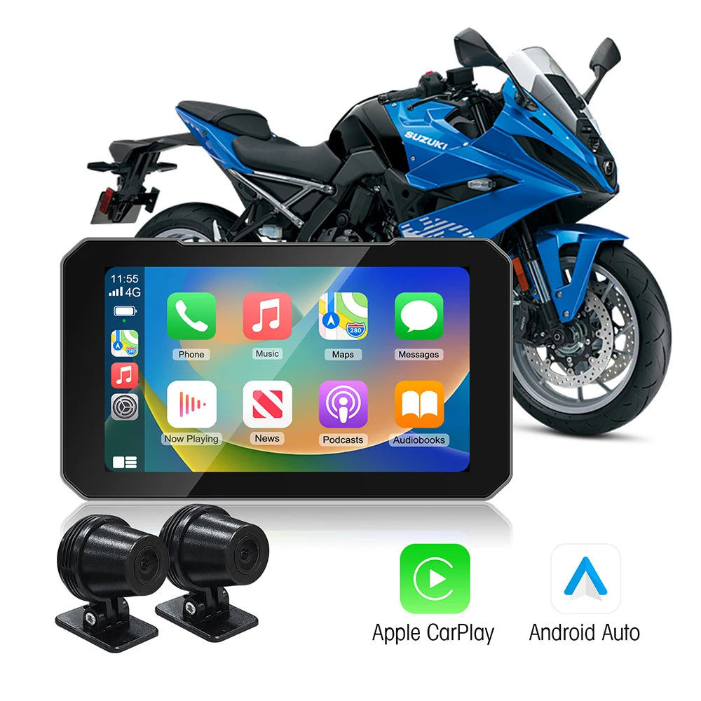 5" IP67 Waterproof Motorcycle Navigator with Wireless CarPlay & Android Auto