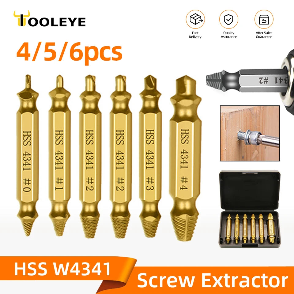 TOOLEYE Damaged Screw Extractor Set Center Drill Bit Set Woodworking Tools Broken Bolt Extractor Bolts Screws Remover Extractor