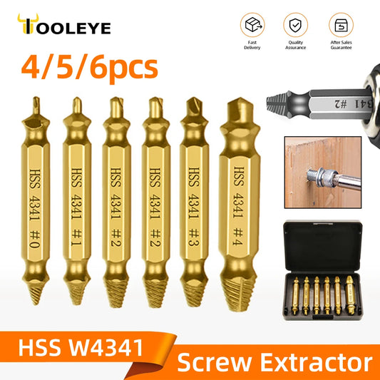 TOOLEYE Damaged Screw Extractor Set Center Drill Bit Set Woodworking Tools Broken Bolt Extractor Bolts Screws Remover Extractor