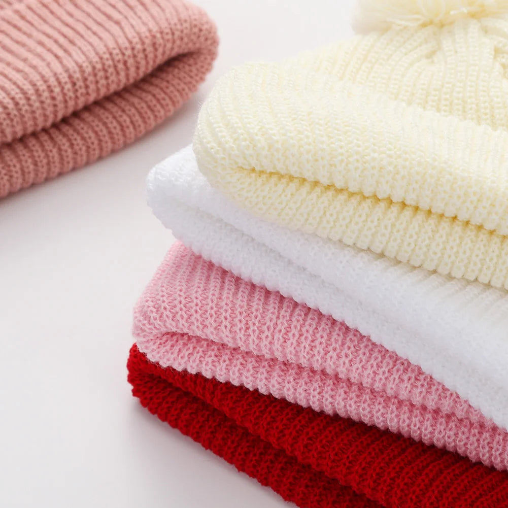 Infant Pom Pom Knit Beanie - Folded Cuff Baby Hat 0-12 Months - photo 6