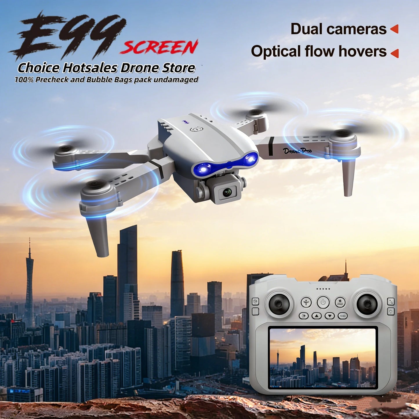 2026 New E99 MAX Drone Factory Professional 8K HD 4.3" Remote Control Headless Mode Helicopter 360 Flip Quadcopter Kid Toy Gifts