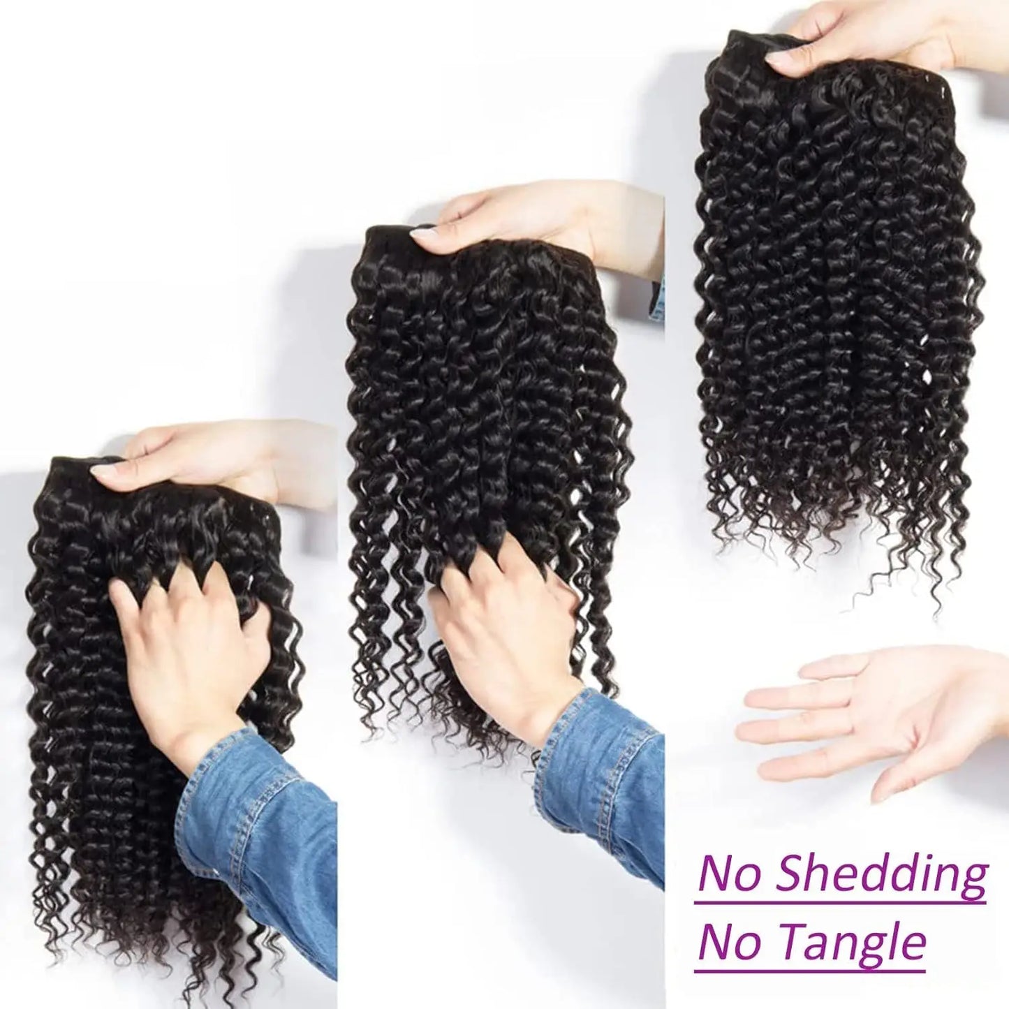 Solid Weaving Deep Wave Human Hair Bundles Curly Hair Weaving Raw Tissage Double Weft Deep Curly Hair Extensions 1/2/4 Pcs