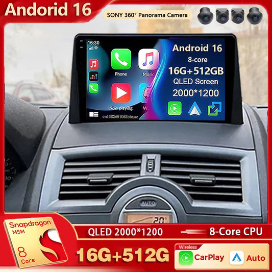Car Stereo with Apple CarPlay & Android Auto, Compatible with Renault Megane 2