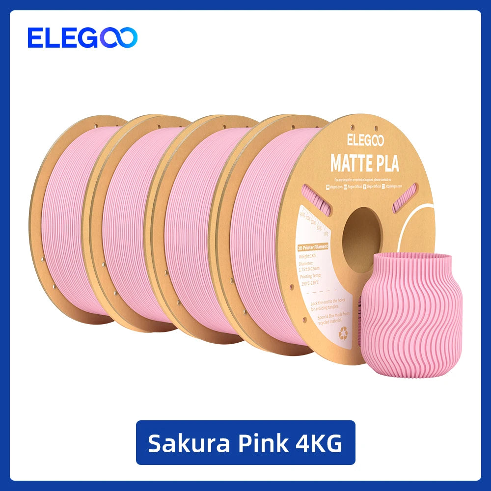 ELEGOO Matte PLA Filament 1KG,1.75mm FDM 3D Printer Filament Dimensional Accuracy +/- 0.02mm, 1kg Carboard Spool (2.2lbs)