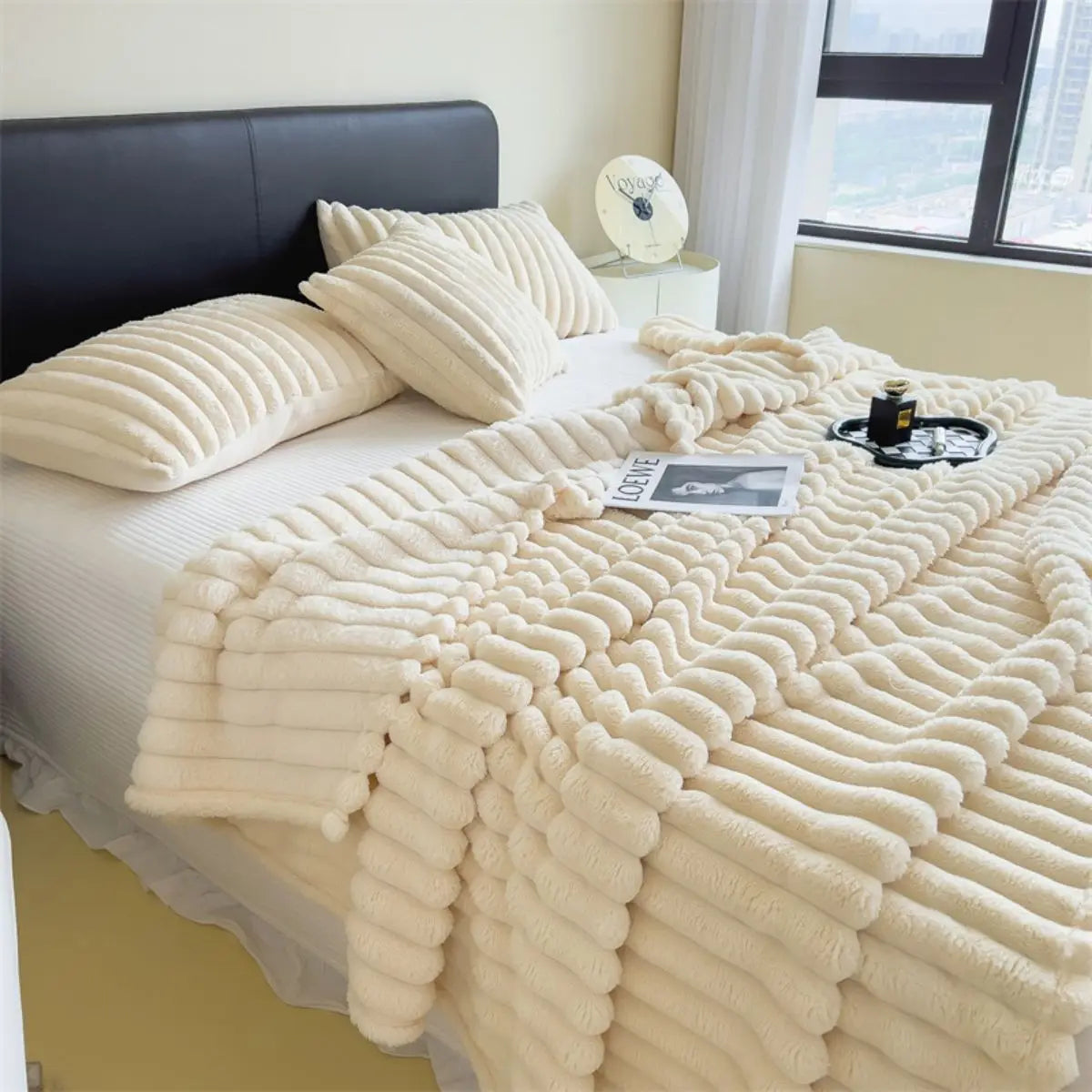 Wide Striped Multi-Use Blanket, Bed Cover and Nap Blanket