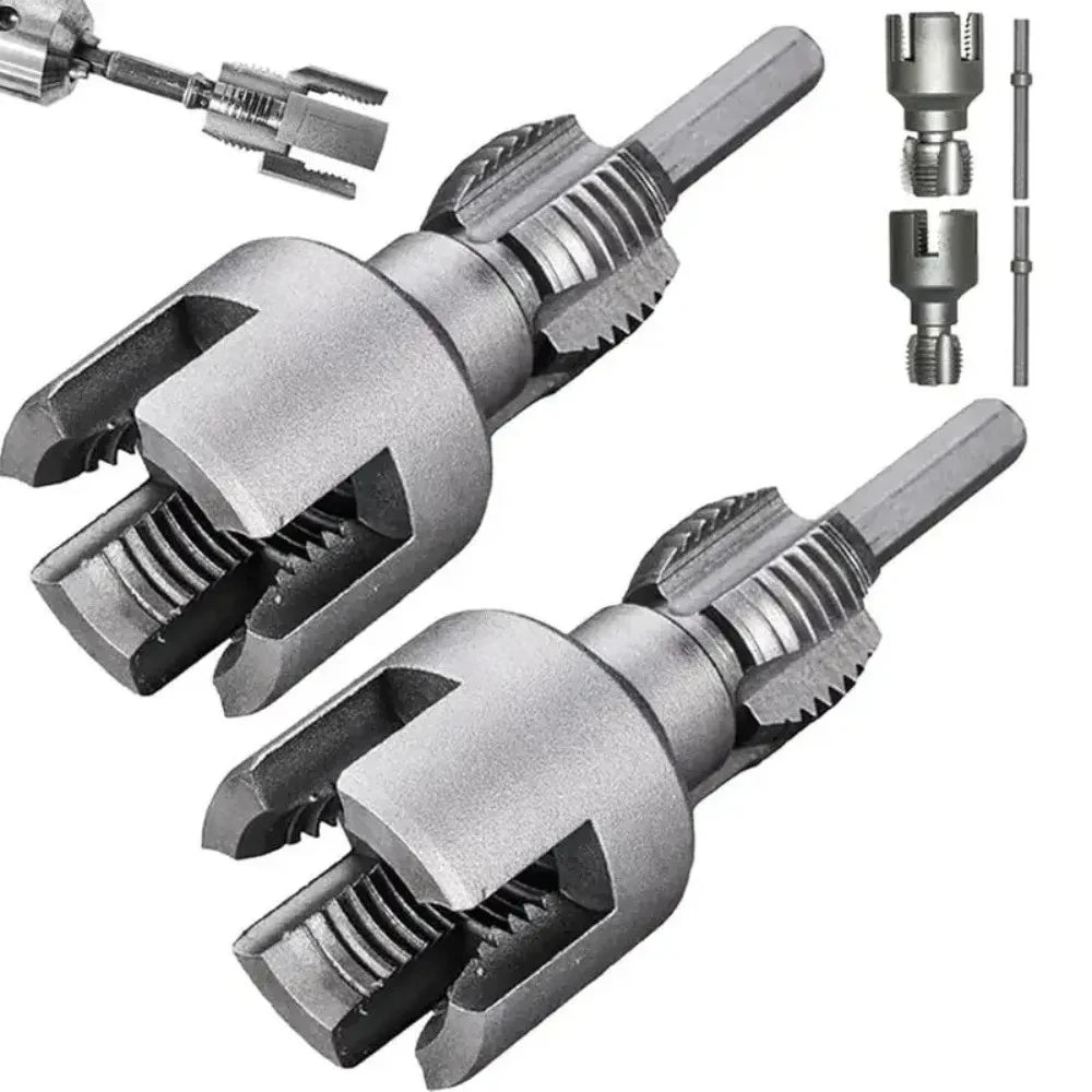 Pipe Thread Cutting Tool Integrated Internal & External Pipe Threading Tool Electric Drill Compatible PVC Pipe Threader Kit