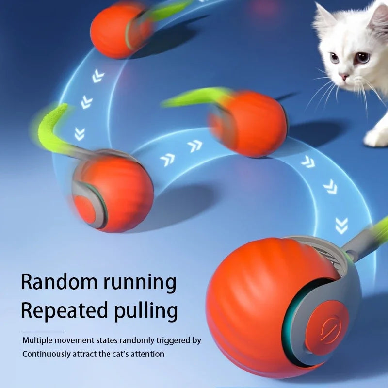 Smart Electric Rolling Cat Toy Ball – USB Rechargeable Automatic Interactive Teaser | Moving Bouncing Ball for Cats