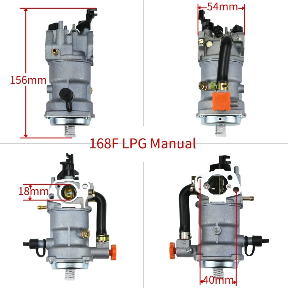 Dual Fuel 168 Unit Manual Carburetor For LPG NG 2kw 3kw GX160 168F 170F Mowing Gardening Power Generation Carb
