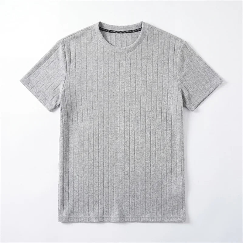Men's Ribbed Tee - Short Sleeve, Breathable Comfortable Fit