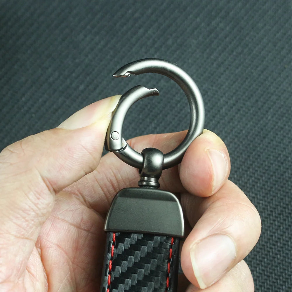 Carbon Fiber Leather Car Keychain Key Chain Pendant Keyring Horseshoe Buckle for SILVERADO SONIC SPARK SS Auto Accessories