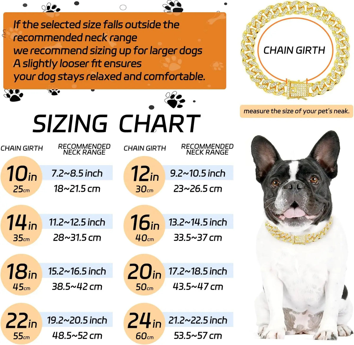 Gold Dog Chain Diamond Dog Collar Walking Metal Secure Buckle Pet Collar Jewelry Accessories Necklace for Small Medium Large Cat