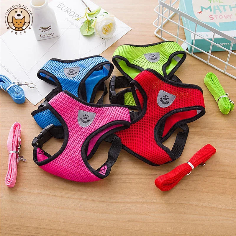 Cat Harness Vest Walking Lead Leash For Puppy Dogs Collar Polyester Adjustable Mesh Dog Harness For Small Medium Pet Accessories