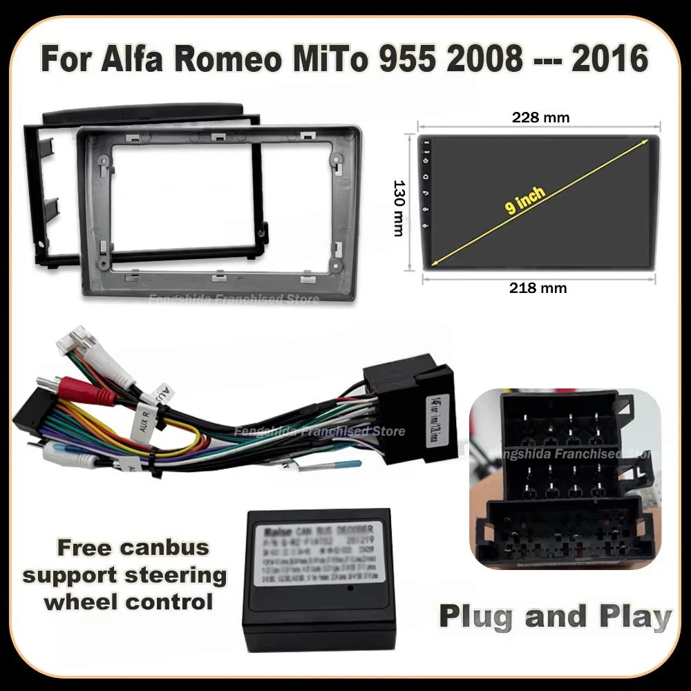 9" Android Car Stereo for Alfa Romeo MiTo 955 (2008–2016) — CarPlay, Android Auto, DSP, QLED, 4G+WiFi