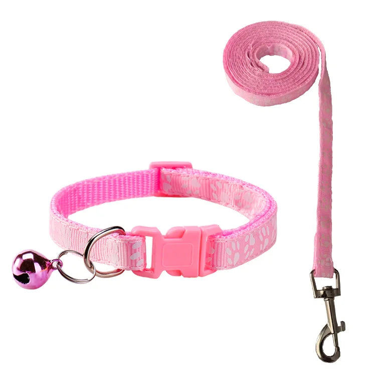 Cat Collar & Leash Set - Cartoon Paw Bell Collar for Kittens – photo 8