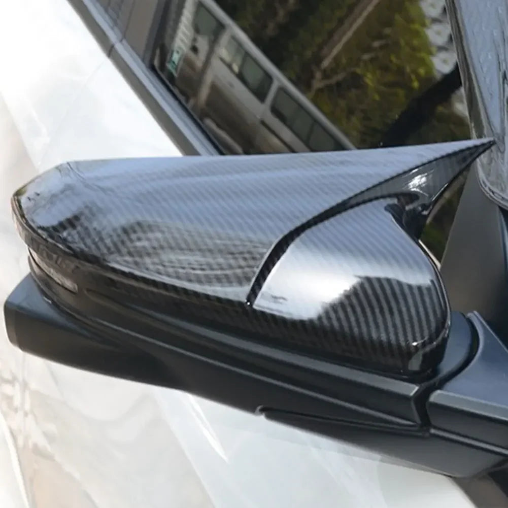 For Honda Civic 10th 16-19 1Pair Ox Horn Shape Car Carbon Fiber Style Rear View Side Mirror Cover Rearview Caps Accessories