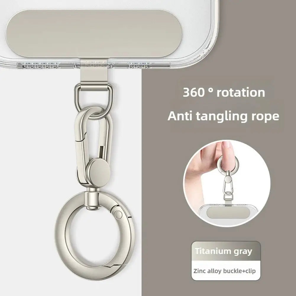 Metal Phone Lanyard Gasket Patch Rotatable Metal Buckle Hanging   Steel Clip Card Cord Tab Mobile Phone Accessories