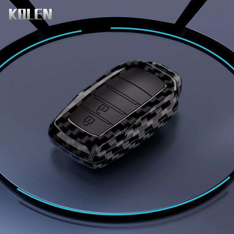 ABS Carbon Fiber Car Flip Key Case Cover For Toyota Sienna Rav4 Crown Hilux Fortuner Camry Land Cruiser Prado Venza Accessories