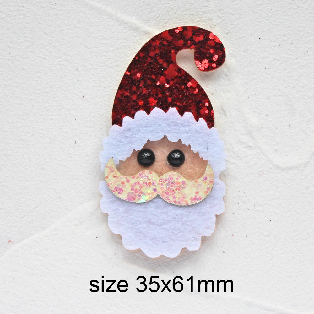 10pcs Glitter Padded Applique Reindeer with Red Nose  for DIY Christmas Hair Clips Bow Accessories Felts Supply Party Decor