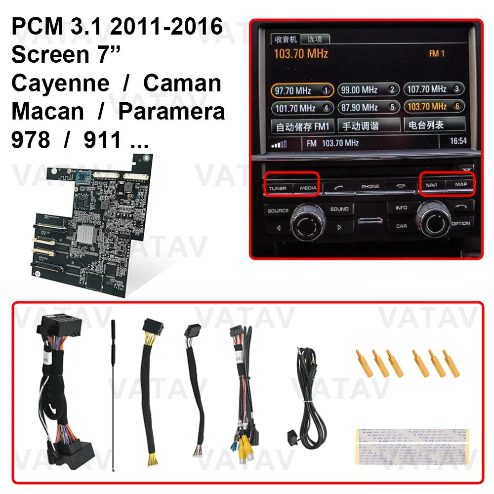 Screen Update wireless CarPlay AndroidAuto Retrofit Kit for Porsche 911 Cayenne 718 Panamera Macan with PCM 3.0 3.1 4.0 System