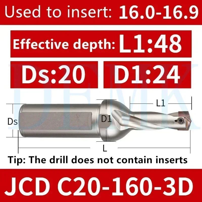 JCD Crown U-Drill Rod 10-25mm, Internal Cooling Indexable Drill