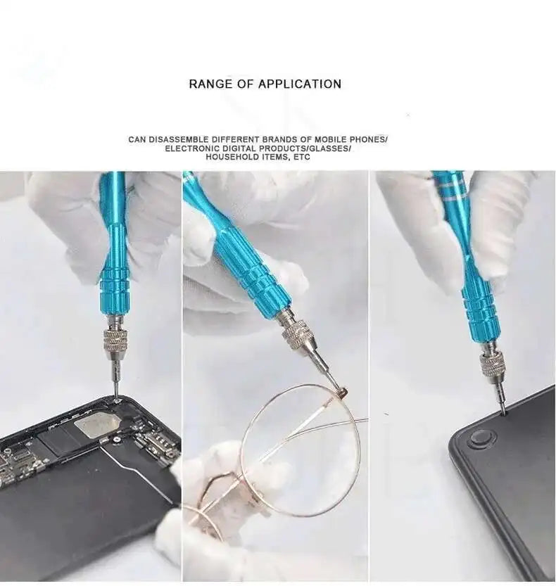 5 in 1 Mini Precision Screwdriver Set with Magnetizer TE-671 Aluminum Alloy Handle Interchangeable Bits for iPhone Camera Watch