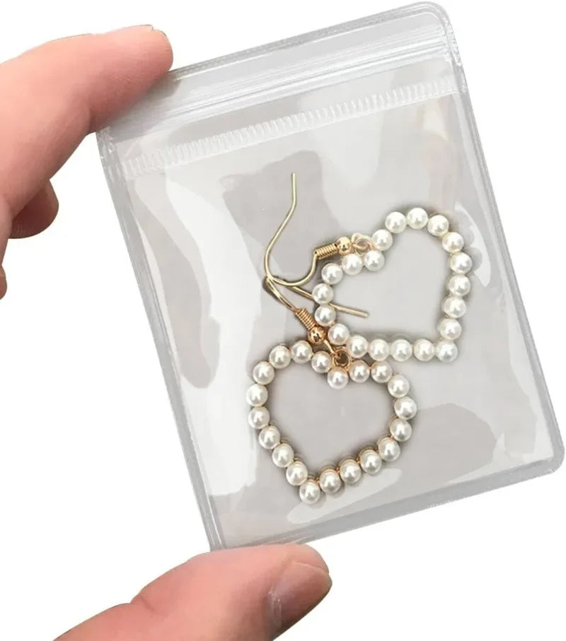 Wholesale PVC Self Sealed Bags for Jewelry Earrings Necklace Rings Storage Package Bag Organizer Dust-proof Anti-oxidation Pouch