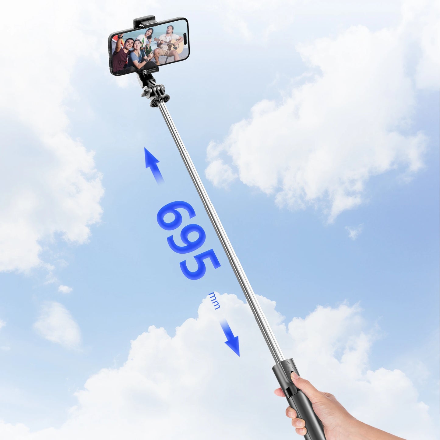 F01 Portable 6 Section Extendable Tripod Stand Lightweight Detachable Phone Holder 360 Degree Rotatable Bluetooth Selfie R