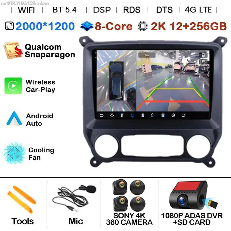 Car Radio Android 15 For Chevrolet Colorado 2014 - 2018 For Silverado GMC Sierra VIA Vtrux Truck 2014 - 2018 Carplay Stereo Auto