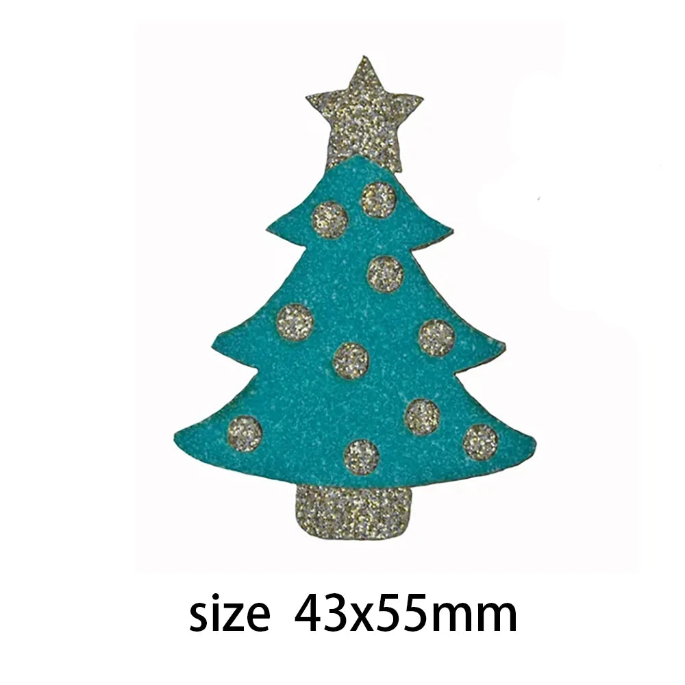 10pcs Glitter Padded Applique Reindeer with Red Nose  for DIY Christmas Hair Clips Bow Accessories Felts Supply Party Decor