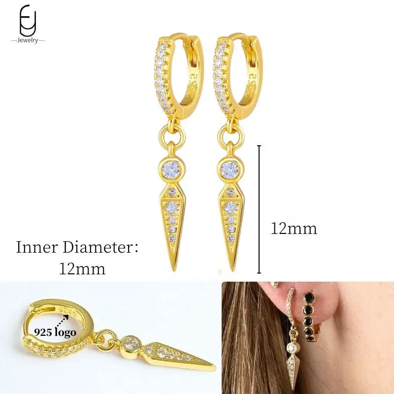 925 Sterling Silver Crystal Drop Earrings for Women - Heart & Flower Studs