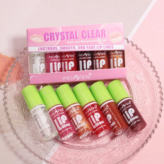 Glass Mirror Lip Gloss Set – 6 Hydrating Shine Tints