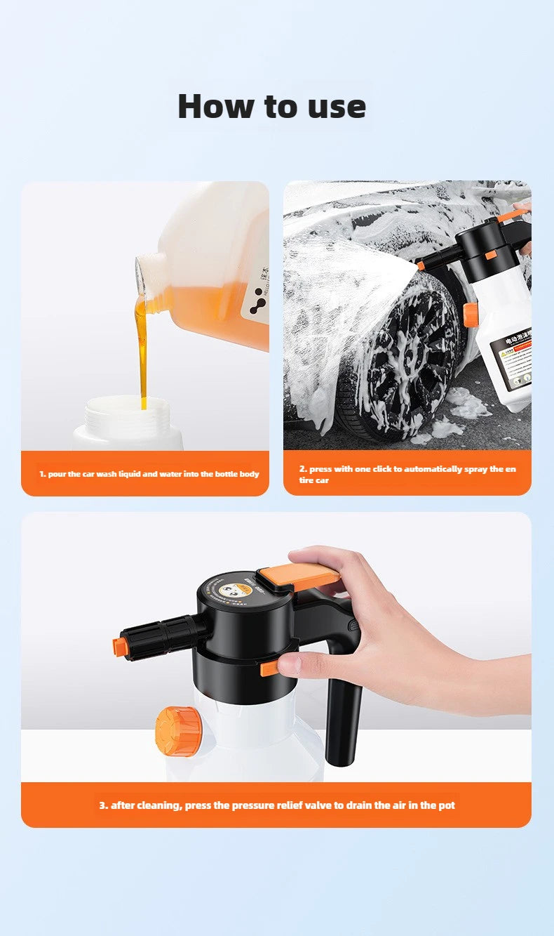 2L Handheld Electric Foam Sprayer Hand Pump Foam Sprayer Snow Foam Cannon Motorized Car Wash Sprayer for Car Wash Home Cleaning