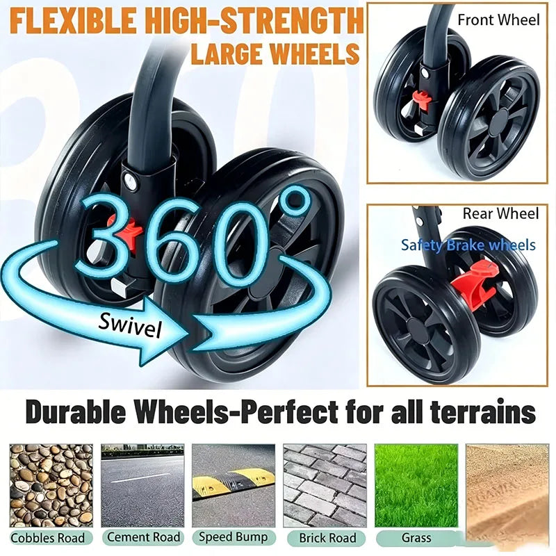 3-in-1 Folding Pet Stroller - Lightweight Travel Cart for Dogs – photo 4