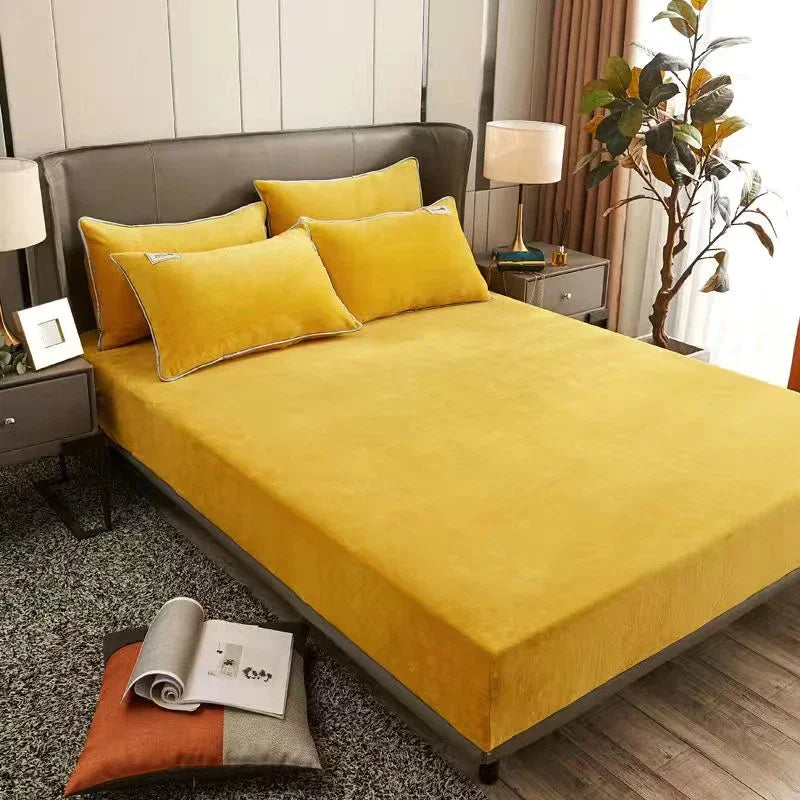 Plush Coral Fleece Fitted Sheet, Warm Winter Mattress Cover