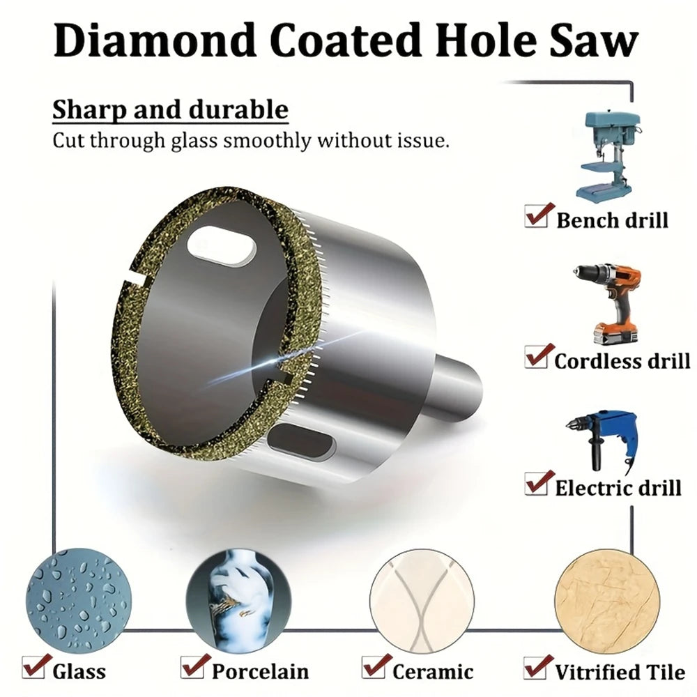 10 Pc Diamond Hole Saw Set 6-30mm for Glass, Tile & Marble