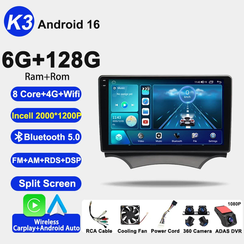 9" Car Stereo with Apple CarPlay & Android Auto, Compatible with Ford Ka (2008-2014)