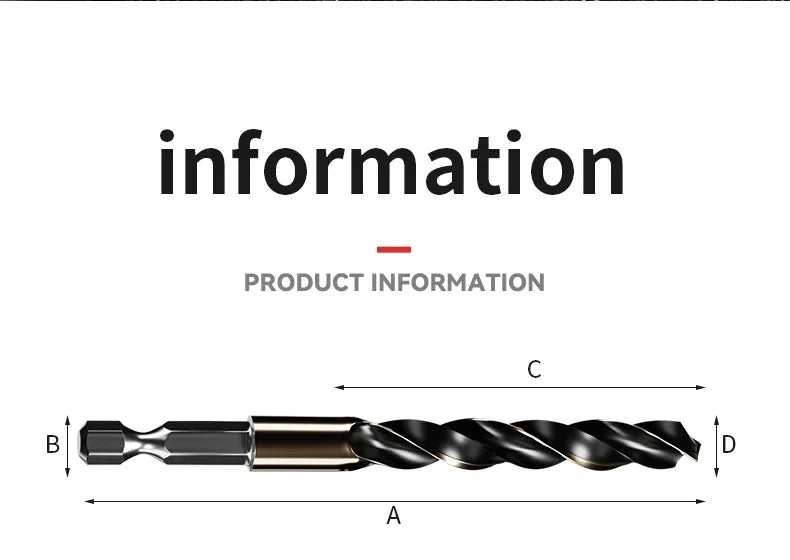 1.5-7.5mm Hex Shank Twist Drill Bit Wood Metal Hole Cutter Core Drilling Tool Cobalt Carbide Tip Flat Drill Bits HSS