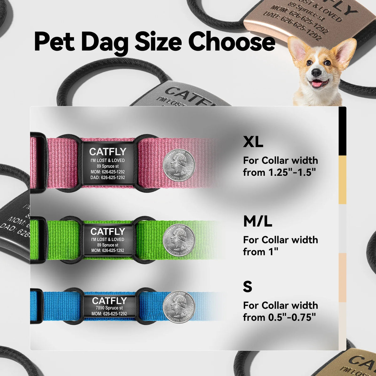 Silent Slide-On Pet ID Tag - Noiseless Engraved Collar Tag – photo 6
