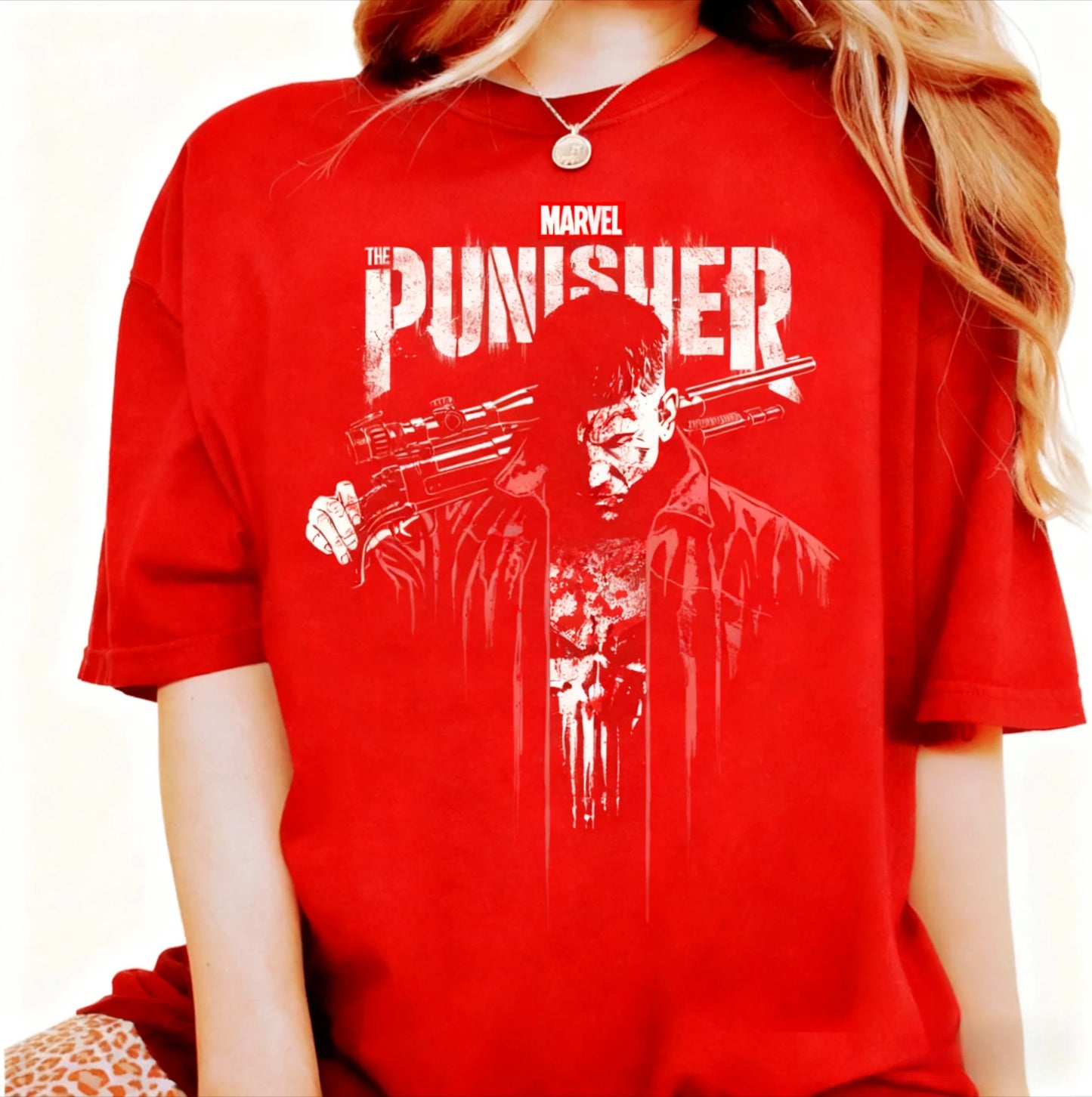 Marvel 2026 New Marvel Punisher Skull Logo Print Stylish High Quality Unisex Short Sleeve Casual Plus Size T-Shirt