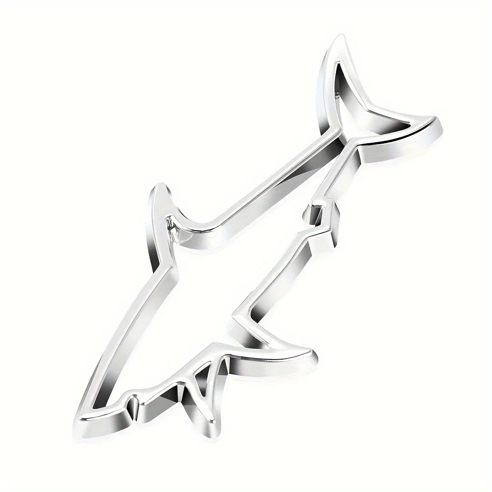 3D Metal Car Shape Sticker Hollow Shark Badge Decal for Car Trunk Motorcycle Decoration Accessories