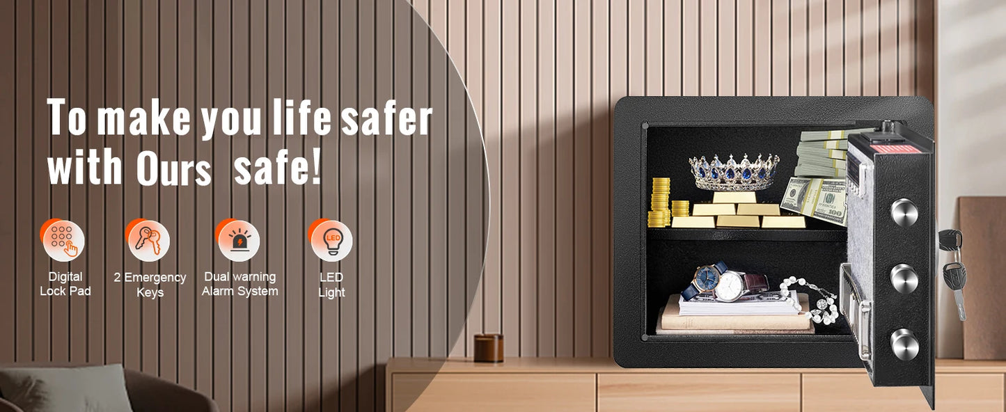 SucceBuy 1.2 Cu Ft Digital Steel Security Safe — Keypad & Override Keys