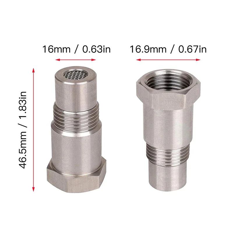 1Pcs Mini Oxygen Catalyst Sensor M18X1.5 46.516.016.9MM Silver Stainless Steel Durable Auto Car Accessories