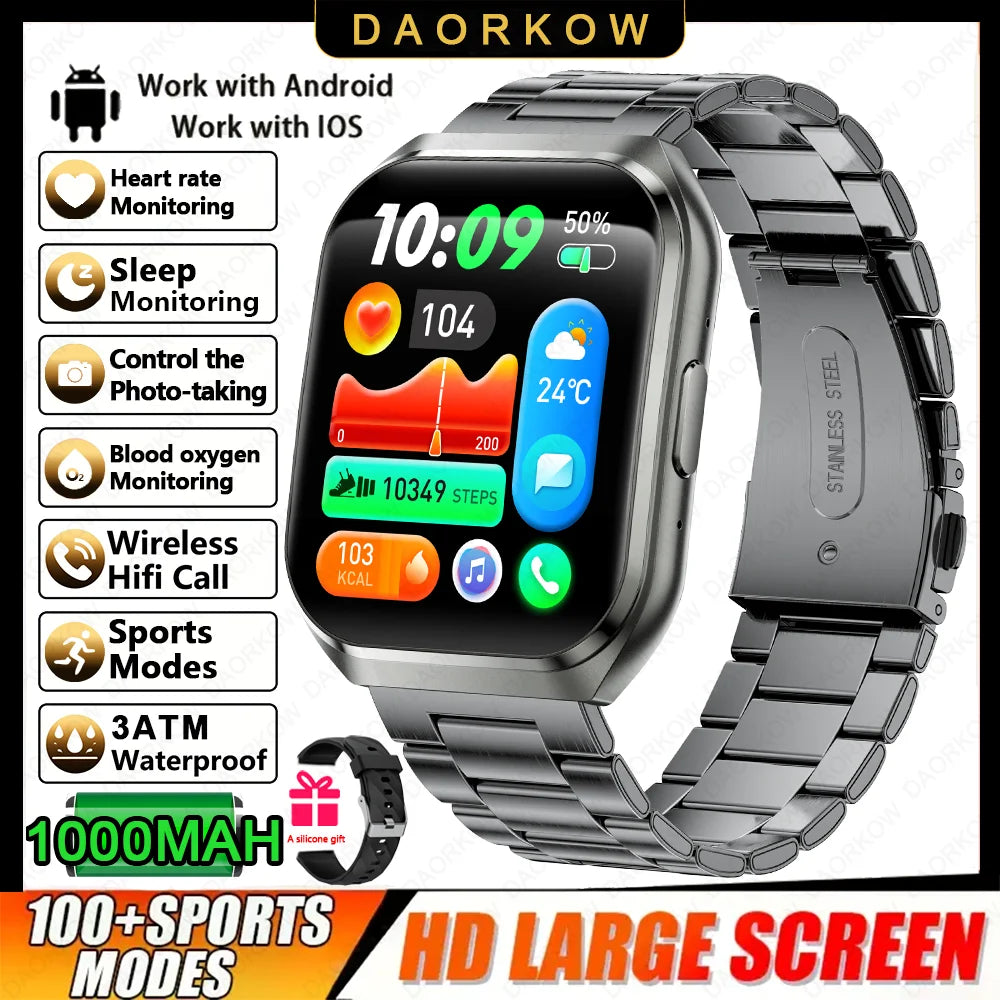 Men's Smart Watch — 1000mAh Long Standby, IP68, BT Calling