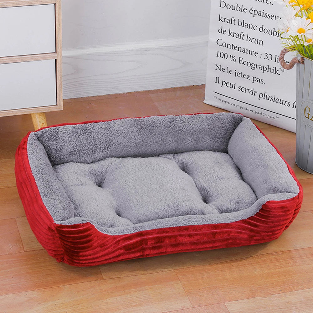Soft Square Dog & Cat Bed — Washable Elastic Pet Sofa Cushion