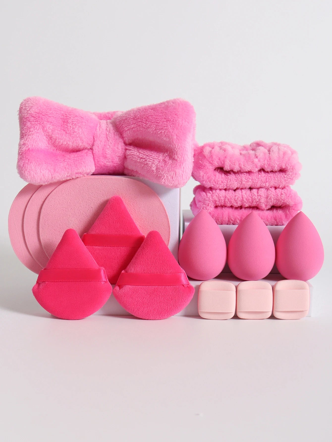 15Pcs Cosmetic Puff Makeup Sponge Blender Beauty Egg Foundation Sponges Puff Wash Face Headband Wristband Make up Accessories
